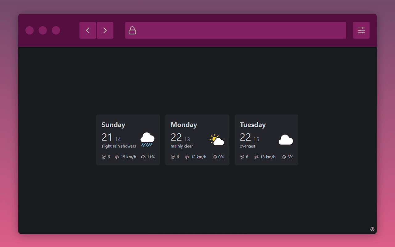 screenshot of the weather please browser extension